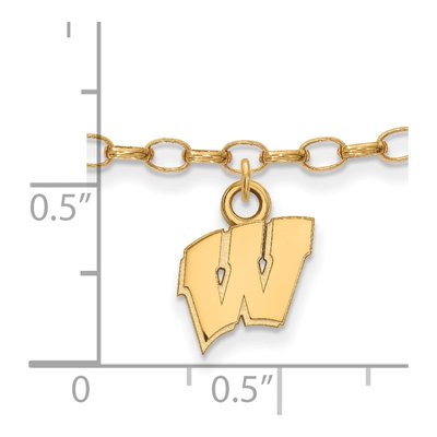 University of Wisconsin Gold-Plated Sterling Silver Extra Small Letter W Anklet – view 2