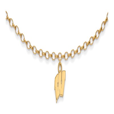 University of Wisconsin Gold-Plated Sterling Silver Extra Small Letter W Anklet