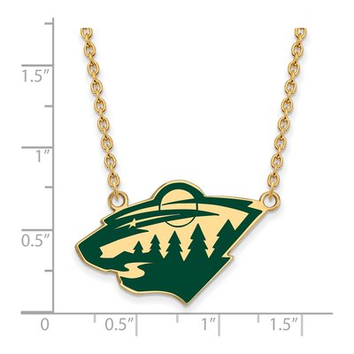 Minnesota Wild Gold-Plated Sterling Silver Large Enameled Pendant Necklace – view 2