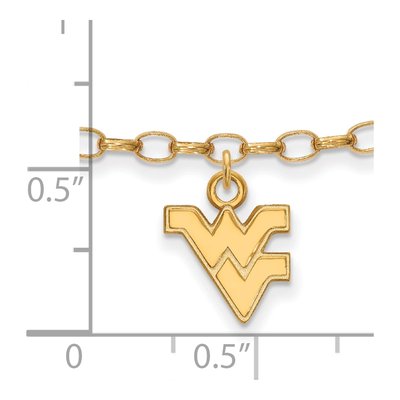 West Virginia University Gold-Plated Sterling Silver Extra Small W-V 9-inch Anklet – view 2
