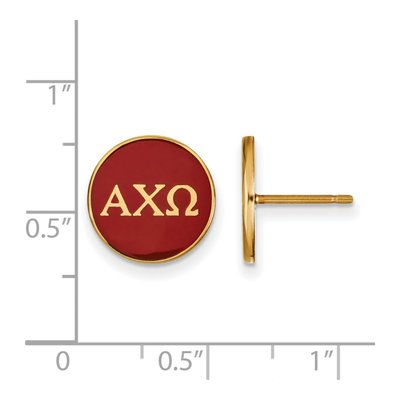 Alpha Chi Omega Gold-Plated Sterling Silver Sorority Letter Stud Earrings – view 2