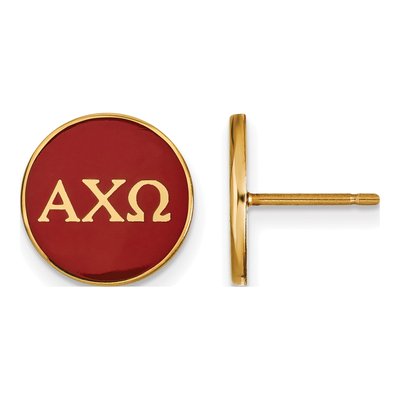Alpha Chi Omega Gold-Plated Sterling Silver Sorority Letter Stud Earrings