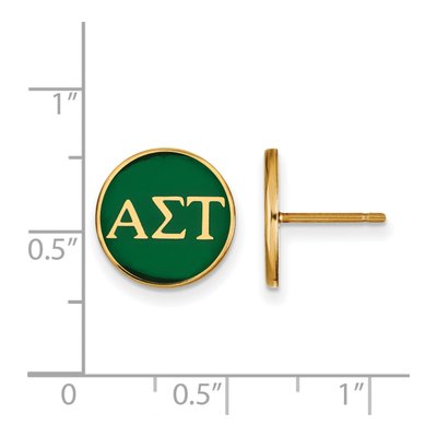 Alpha Sigma Tau Gold-Plated Sterling Silver Sorority Enamel Stud Earrings – view 2