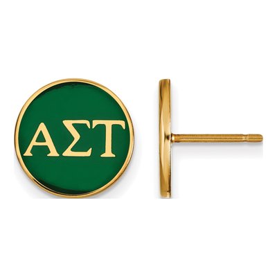Alpha Sigma Tau Gold-Plated Sterling Silver Sorority Enamel Stud Earrings