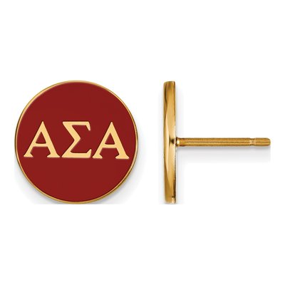 Alpha Sigma Alpha Gold-Plated Sterling Silver Sorority Stud Earrings