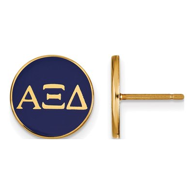 Alpha Xi Delta Gold-Plated Sterling Silver Sorority Button Stud Earrings