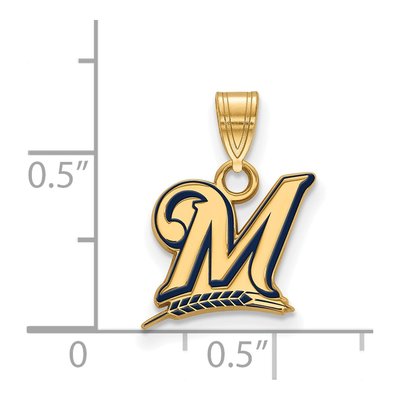 Milwaukee Brewers Gold-Plated Sterling Silver Enamel Pendant – view 2