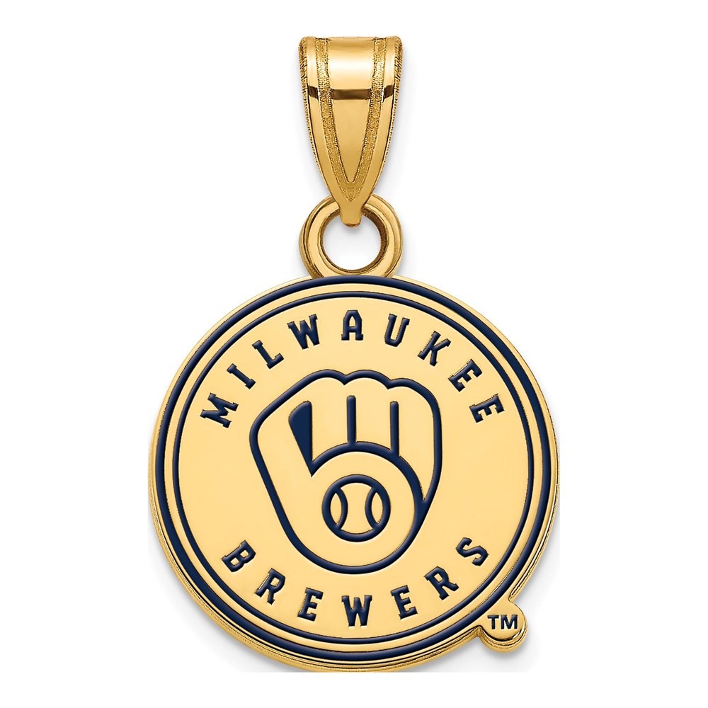 Milwaukee Brewers Gold-Plated Sterling Silver Enamel Pendant