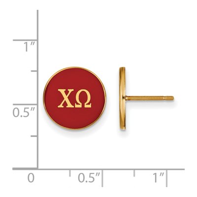 Chi Omega Gold-Plated Sterling Silver Sorority Letter Stud Earrings – view 2