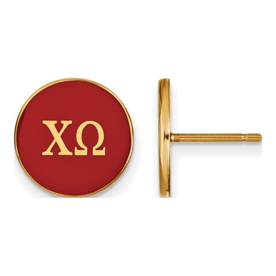 Chi Omega Gold-Plated Sterling Silver Sorority Letter Stud Earrings