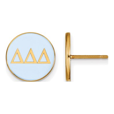 Delta Delta Delta Gold-Plated Sterling Silver Tri Sorority Enamel Stud Earrings