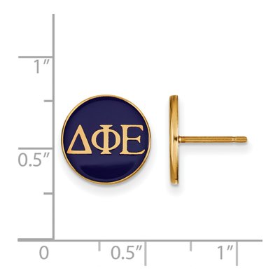 Delta Phi Epsilon Gold-Plated Sterling Silver Sorority Enamel Stud Earrings – view 2