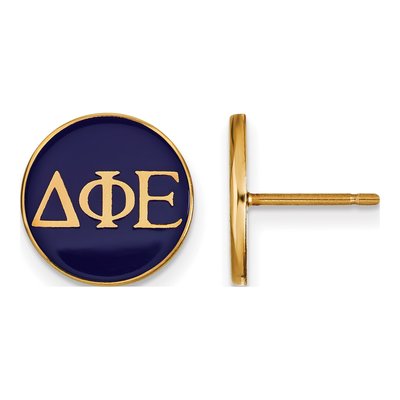 Delta Phi Epsilon Gold-Plated Sterling Silver Sorority Enamel Stud Earrings