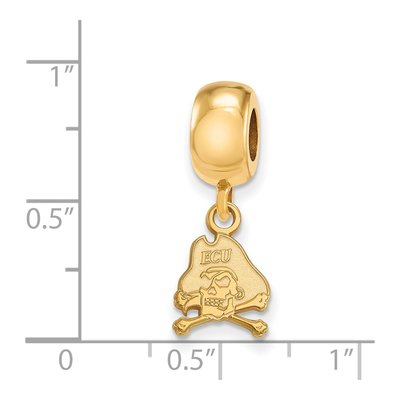 East Carolina University Gold-Plated Sterling Silver Extra Small Pirates Dangle Bead – view 2