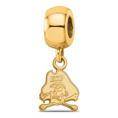 East Carolina University Gold-Plated Sterling Silver Extra Small Pirates Dangle Bead
