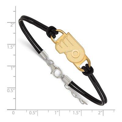 Philadelphia Flyers Gold-Plated Sterling Silver Leather Bracelet – view 2