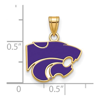 Kansas State University Gold-Plated Sterling Silver Small Wildcat Enamel Pendant – view 2