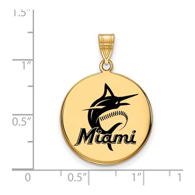 Miami Marlins Gold-Plated Sterling Silver Large Enamel Pendant – view 2