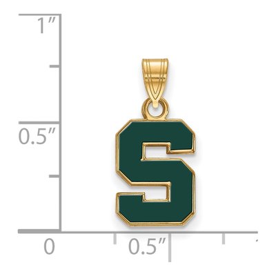 Michigan State University Gold-Plated Sterling Silver Small Enameled Letter S Pendant – view 2