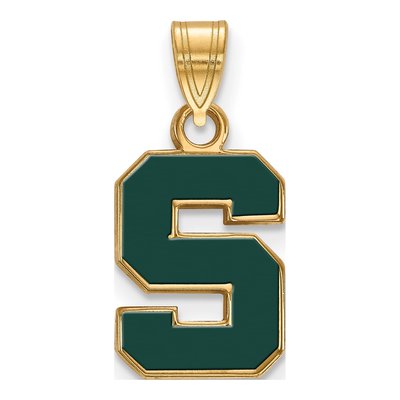Michigan State University Gold-Plated Sterling Silver Small Enameled Letter S Pendant