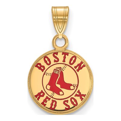 Boston Red Sox Gold-Plated Sterling Silver Small Enamel Pendant