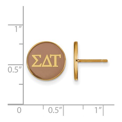 Sigma Delta Tau Gold-Plated Sterling Silver Sorority Enamel Stud Earrings – view 2