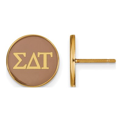 Sigma Delta Tau Gold-Plated Sterling Silver Sorority Enamel Stud Earrings