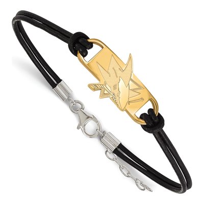 San Jose Sharks Gold-Plated Sterling Silver Leather Bracelet