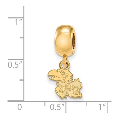University of Kansas Gold-Plated Sterling Silver Extra Small Jayhawk Dangle Bead – view 3