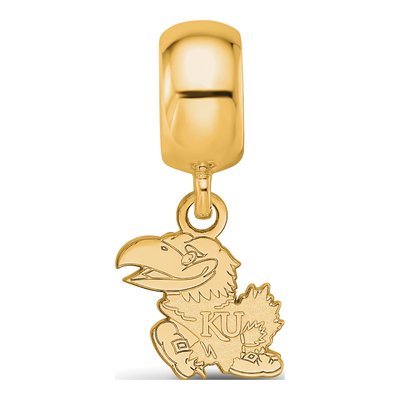 University of Kansas Gold-Plated Sterling Silver Extra Small Jayhawk Dangle Bead – view 4