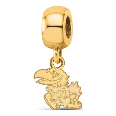 University of Kansas Gold-Plated Sterling Silver Extra Small Jayhawk Dangle Bead