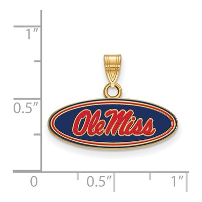 University of Mississippi Gold-Plated Sterling Silver Ole Miss Small Oval Pendant – view 2