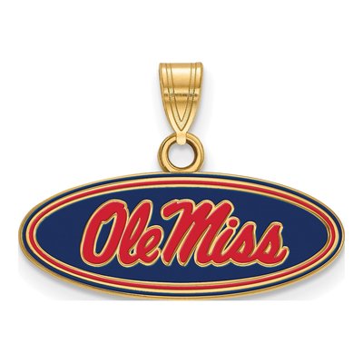 University of Mississippi Gold-Plated Sterling Silver Ole Miss Small Oval Pendant
