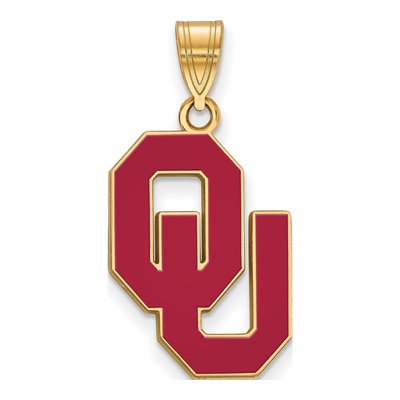 University of Oklahoma Gold-Plated Sterling Silver Large OU Enameled Pendant