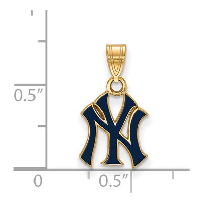 New York Yankees Gold-Plated Sterling Silver Small NY N-Y Enamel Pendant – view 3