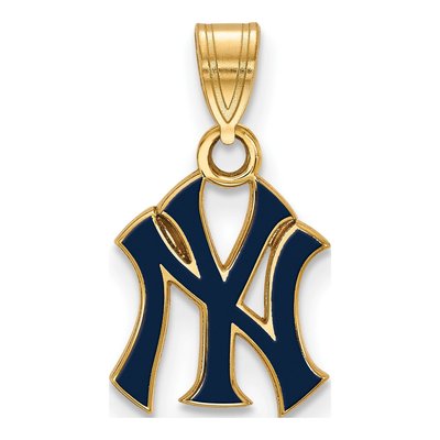 New York Yankees Gold-Plated Sterling Silver Small NY N-Y Enamel Pendant
