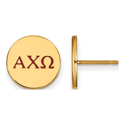 Alpha Chi Omega Gold-Plated Sterling Silver Sorority Letter Stud Earrings
