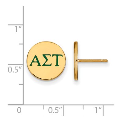 Alpha Sigma Tau Gold-Plated Sterling Silver Sorority Letter Stud Earrings – view 2