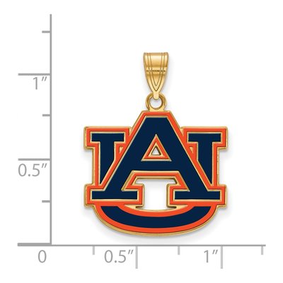 Auburn University Gold-Plated Sterling Silver A-U Large Enameled Pendant – view 2