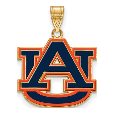 Auburn University Gold-Plated Sterling Silver A-U Large Enameled Pendant