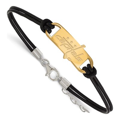 Washington Capitals Gold-Plated Sterling Silver Leather Bracelet