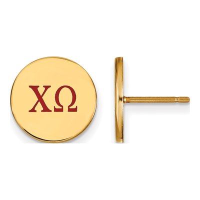 Chi Omega Gold-Plated Sterling Silver Sorority Stud Earrings