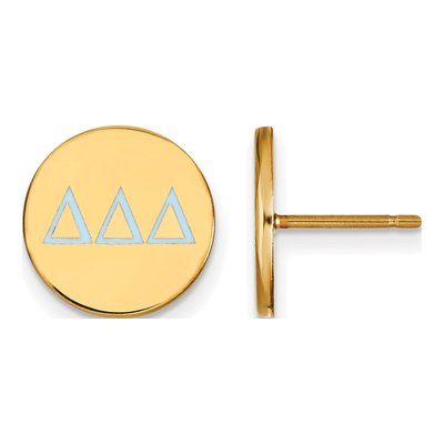 Delta Delta Delta Gold-Plated Sterling Silver Sorority Enamel Stud Earrings