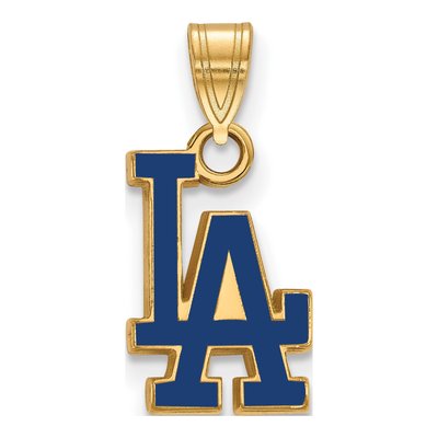 Los Angeles Dodgers Gold-Plated Sterling Silver LA Enamel Pendant