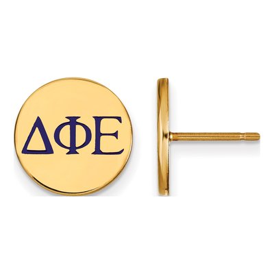 Delta Phi Epsilon Gold-Plated Sterling Silver Sorority Letters Stud Earrings