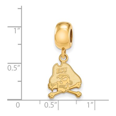 East Carolina University Gold-Plated Sterling Silver Small Pirates Dangle Bead – view 2