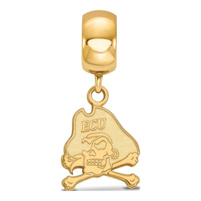 East Carolina University Gold-Plated Sterling Silver Small Pirates Dangle Bead – view 3