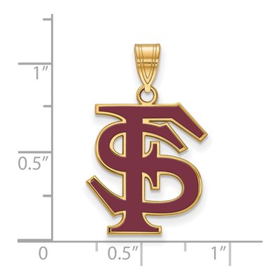 Florida State University Gold-Plated Sterling Silver Large F-S Enameled Pendant – view 2