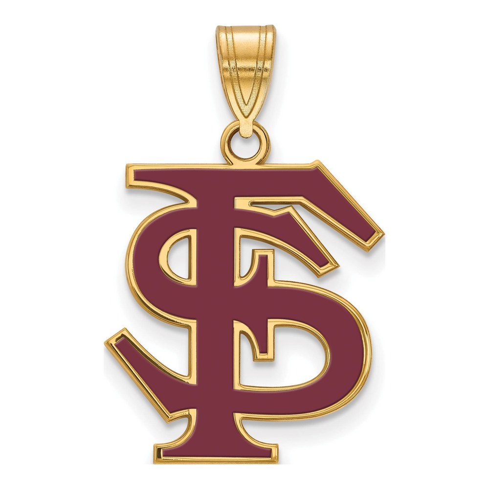 Florida State University Gold-Plated Sterling Silver Large F-S Enameled Pendant