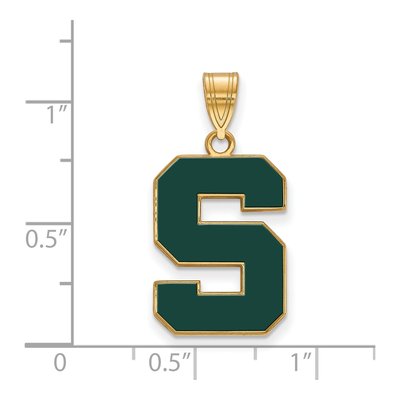 Michigan State University Gold-Plated Sterling Silver Large Letter S Pendant – view 2